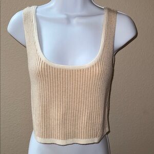 Wild Fable Beige Ribbed Knit Tank Crop Top Women’s Size L